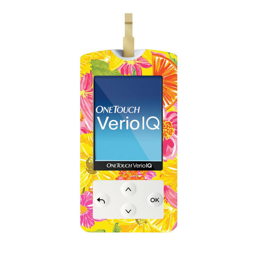 Peelz Summer Flowers for OneTouch Verio IQ Glucometer Peelz/Stickers White Smoke