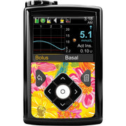Peelz Summer Flowers for Sticker for Medtronic MiniMed 770G & 780G Peelz/Stickers Black Whole System Peelz (front back + clip)