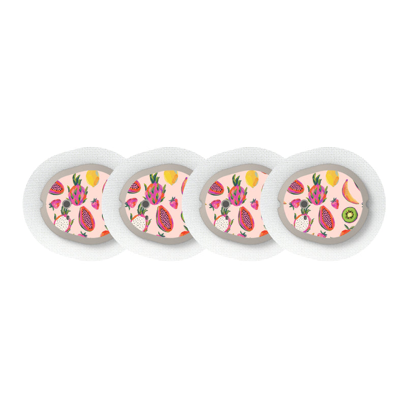 Peelz Summer Fruits Designed for the DEXCOM G7 and Stelo Transmitter Peelz/Stickers White Smoke 4-pack (Set of 4 Stickers)