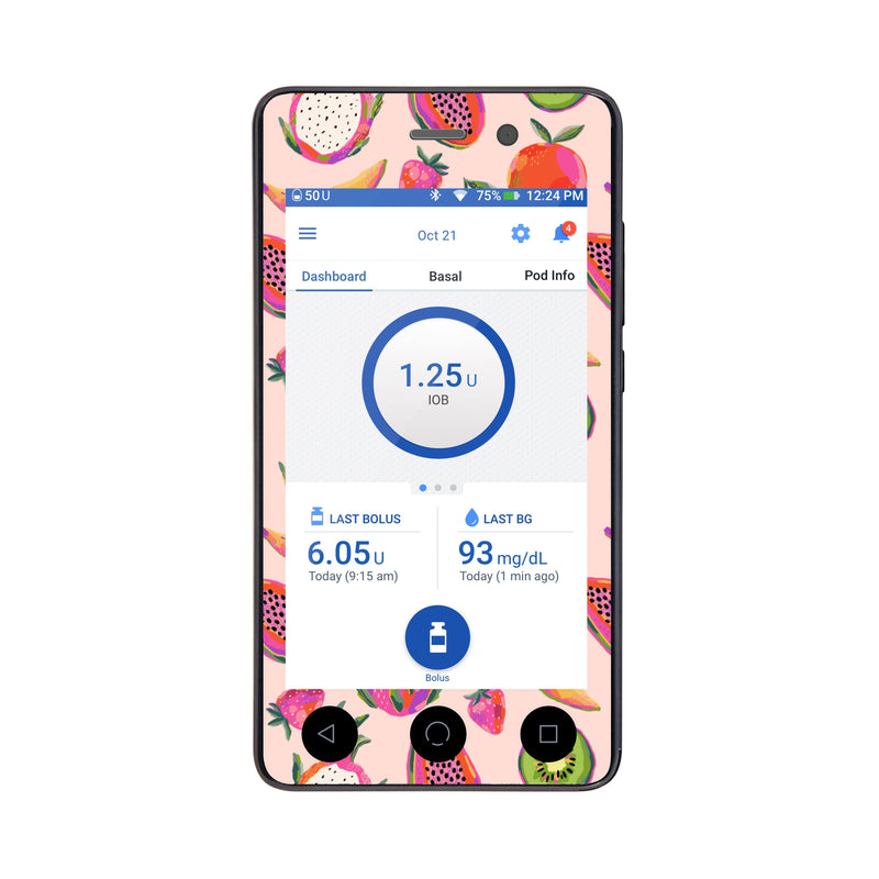 Peelz Summer Fruits Sticker for Omnipod DASH® PDM – Pump Peelz Peelz/Stickers White Smoke Whole System Peelz (front + case),Front Peelz,Case Peelz