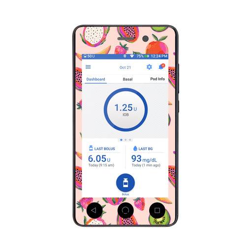 Peelz Summer Fruits Sticker for Omnipod DASH® PDM – Pump Peelz Peelz/Stickers White Smoke Whole System Peelz (front + case),Front Peelz,Case Peelz