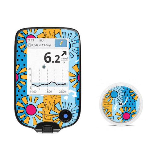 Peelz Summer Suns Freestyle Libre 2 Peelz/Stickers White Smoke Receiver + Sensor