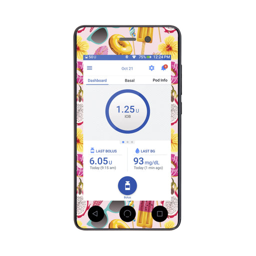 Peelz Summer Sweets Sticker for Omnipod DASH® PDM – Pump Peelz Peelz/Stickers White Smoke Whole System Peelz (front + case),Front Peelz,Case Peelz