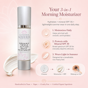 Glimmer Goddess® Organic Skin Care Triple Action Daily Moisturizer – Organic SPF 30 Moisturizers Misty Rose 2 oz. JAR / Lightly scented,2 oz. JAR / Unscented – great for extra-sensitive skin,2 oz. Airless Bottle - SUMMER VERSION / Lightly scented,2 oz. Airless Bottle - SUMMER VERSION / Unscented – great for extra-sensitive skin
