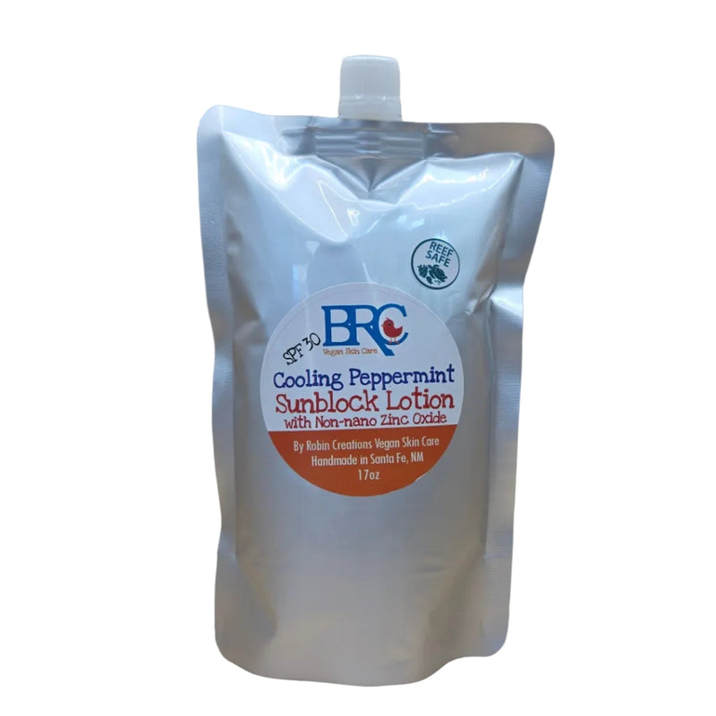 By Robin Creations SPF 30 Broad Spectrum Mineral Sunblock Lotion | 100% Reef Safe Sunscreen White Smoke 17 oz Aluminum Pouch / Cooling Peppermint,17 oz Aluminum Pouch / Unscented