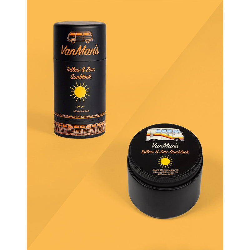 VanMan VanMan’s Tallow & Zinc SunBlock - 2 oz Sandy Brown Stick,Jar