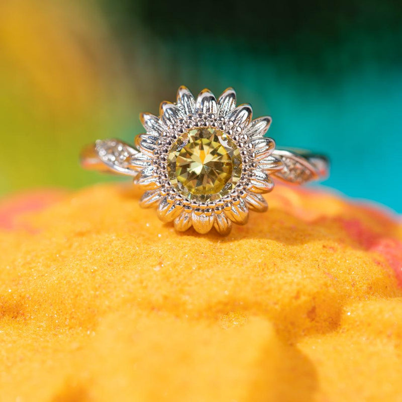 Fragrant Jewels Sunflower - Jewel Candle Jewel Candle Sandy Brown Ring / 5,Ring / 6,Ring / 7,Ring / 8,Ring / 9,Ring / 10