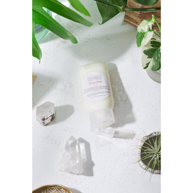 Butter Me Up Organics Natural Organic Sunscreen / Safe Sunscreen / Non-Nano Zinc Oxide Sunscreen / Sun Protection / Butter Me Up Organics Body Light Gray Travel- 2oz. squeeze,2 oz glass jar,4oz. glass jar,6oz. glass jar,8oz. glass jar,3oz Paperboard