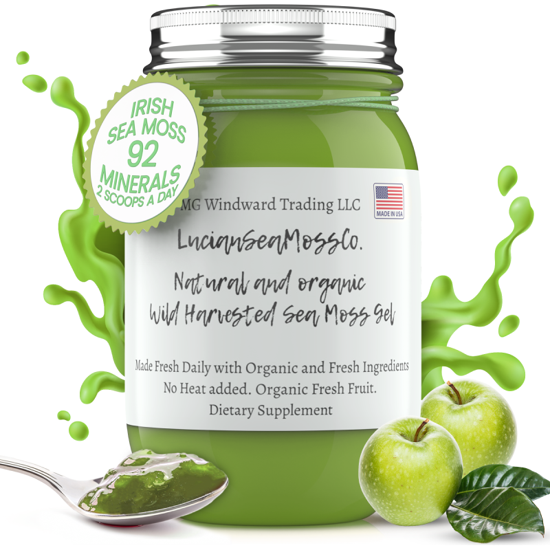 MG Windward Trading LLC Super Greens Infused Organic Sea Moss Gel Herbal Gel Light Gray 8 oz. / With Agave Nectar,8 oz. / Without Agave Nectar,16 oz. / With Agave Nectar,16 oz. / Without Agave Nectar,32 oz. / With Agave Nectar,32 oz. / Without Agave Nectar