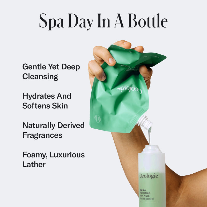 Geologie Superclean Body Wash Body Care Lavender Bottle / Moab / 1-Pack,Bottle / Hana / 1-Pack,Bottle / Big Sur / 1-Pack,Refill Pouch / Moab / 1-Pack,Refill Pouch / Hana / 1-Pack,Refill Pouch / Big Sur / 1-Pack,Bottle + Refill Pouch / Moab / 2-Pack,Bottle + Refill Pouch / Hana / 2-Pack,Bottle + Refill P