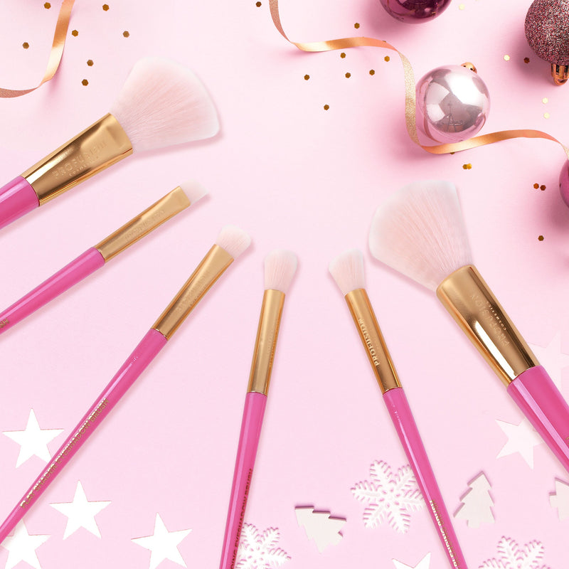 Profusion Cosmetics Sweet Holiday | 6-pc Face & Eye Brush Vault Makeup Brushes Misty Rose