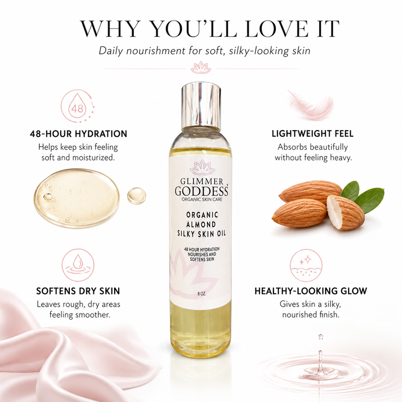 Organic Sweet Almond Silky Skin Oil – 48 Hour Hydration