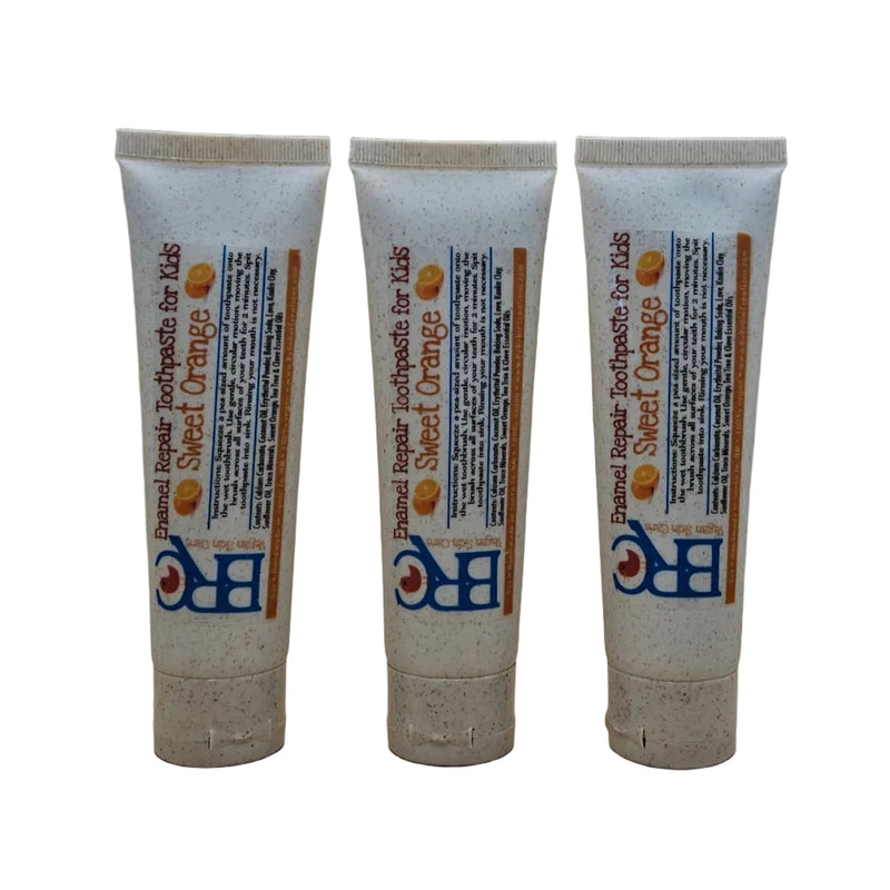 By Robin Creations Enamel Repair Toothpaste for Kids Toothpaste White Smoke 3 Tubes / Sweet Orange