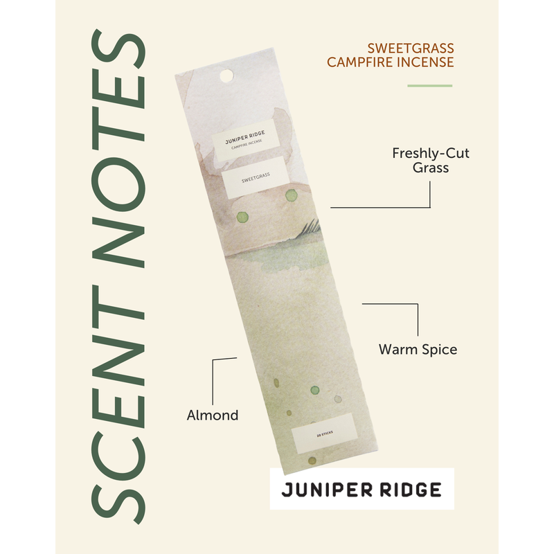 Juniper Ridge Sweetgrass Campfire Incense (20 Sticks) 3-Pack Incense Seashell
