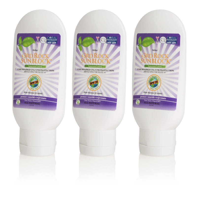 3rd Rock Essentials 3rd Rock Sunblock® For Infants - All Natural Infant Sunscreen - Zinc Oxide SPF 35 All Natural SunBlock White Smoke 3 pack (Not for Wholesale)