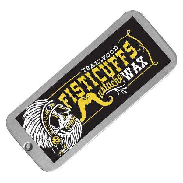 Grave Before Shave Teakwood Scent Fisticuffs Mustache Wax "Original hold" Mustache Wax Dark Gray .5 ounce slidetop tin