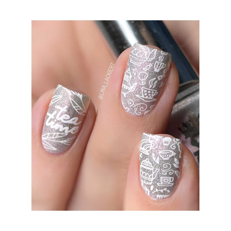 UberChic Beauty Tea Time Stamping Plate Rosy Brown