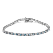 Bids.com 14K White Gold 4.0 Cttw Alternating White and Blue Lab Grown Diamond Tennis Bracelet - 7" inches Bracelets White Smoke White.Gold / 7
