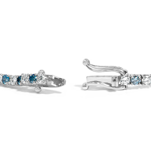 Bids.com 14K White Gold 4.0 Cttw Alternating White and Blue Lab Grown Diamond Tennis Bracelet - 7" inches Bracelets White Smoke White.Gold / 7
