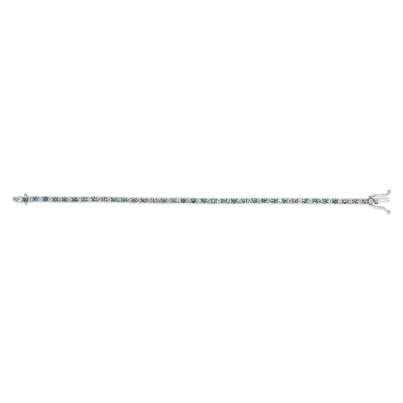 Bids.com 14K White Gold 4.0 Cttw Alternating White and Blue Lab Grown Diamond Tennis Bracelet - 7" inches Bracelets White Smoke White.Gold / 7