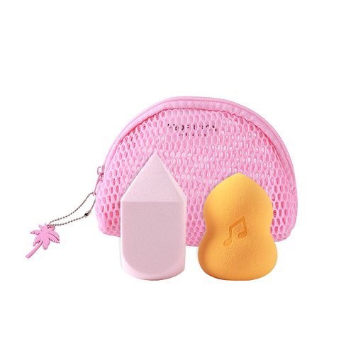 Profusion Cosmetics It's a Vibe | Feel the Beat 3-pc Blending Sponge and Bag Set Makeup Brushes Black