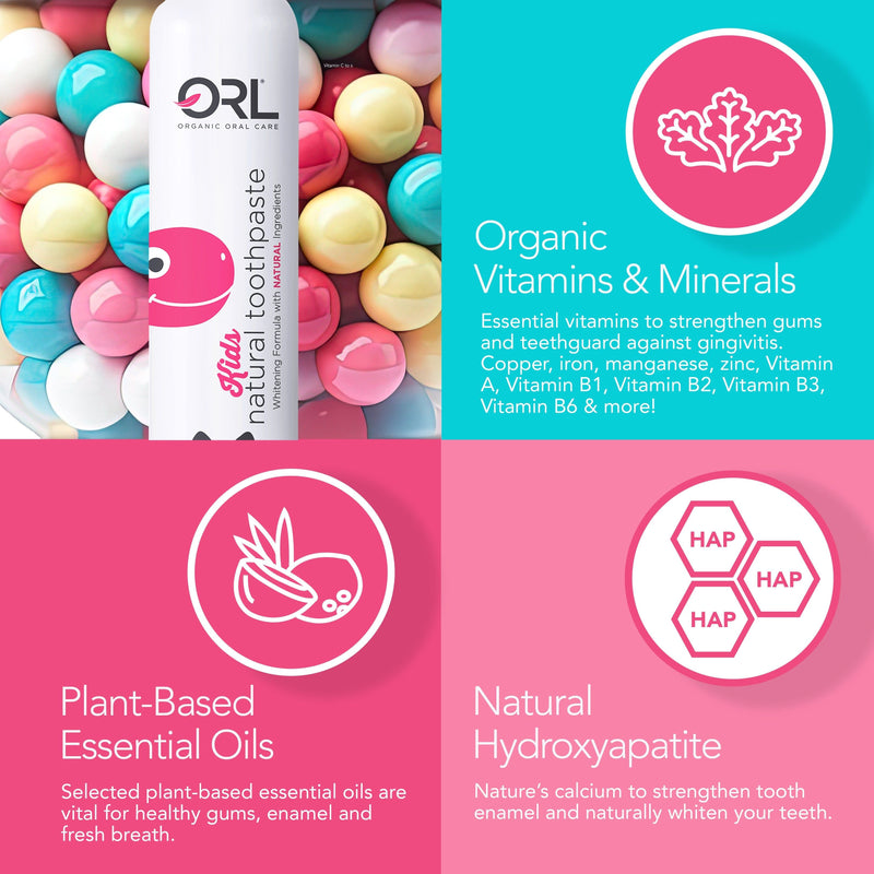 ORL Kids Fluoride Free Natural Toothpaste Toothpaste Pale Violet Red Kids Bubble Gum