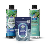 Garner's Garden Oral Care Package | Trio | H2O2 | Fluoride Free Packages White Smoke Reduced Lemongrassmint / 2 oz Regular Tooth Powder (Mineral Boost/Blue Pouch)
