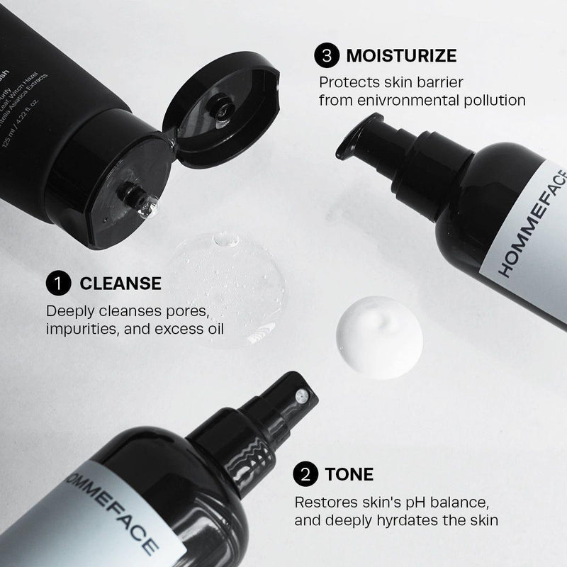 HommeFace HommeFace Daily Skincare Trio 17.74 oz Skincare Set Black