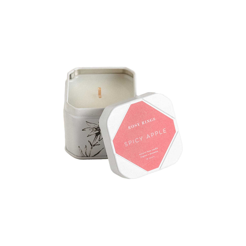Rosy Rings Petite Tin Candle - Spicy Apple Travel Tin Candle Gray