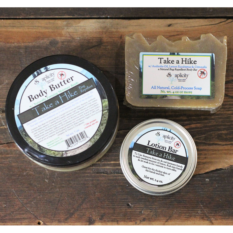 Soaplicity Take A Hike Insect Repellent Packs Bug Repellent Dark Slate Gray Soap, Lotion Bar, & Body Butter