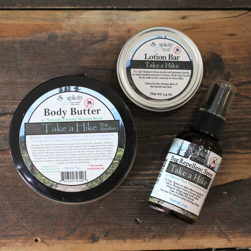 Soaplicity Take A Hike Insect Repellent Packs Bug Repellent Dark Slate Gray Spray, Lotion Bar, & Body Butter