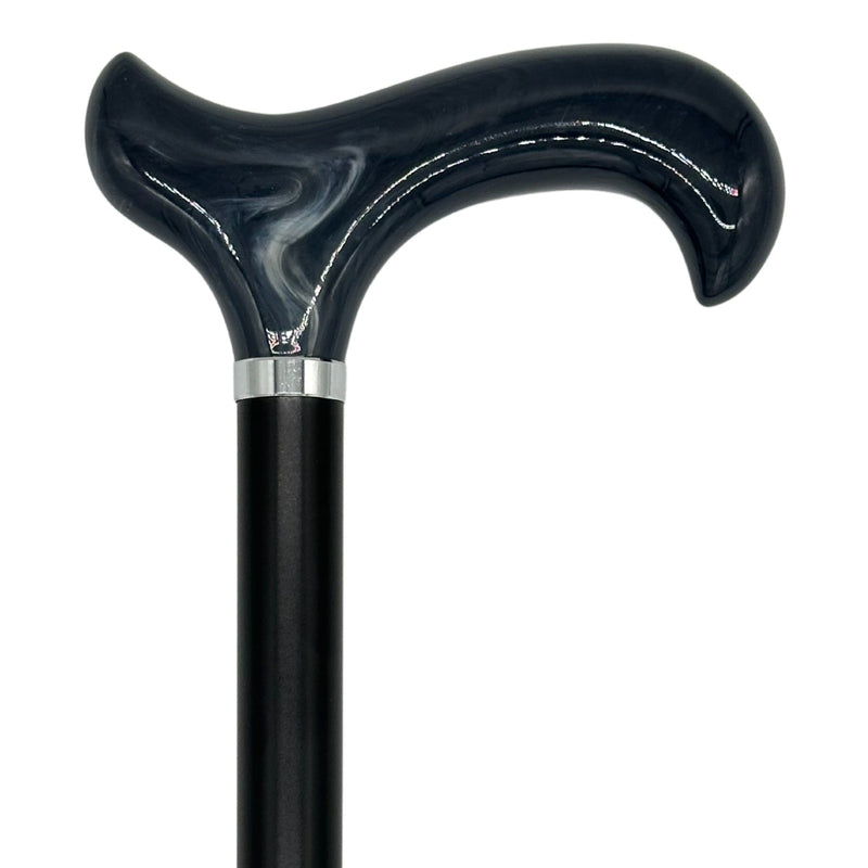 Classy Walking Canes Tall Adjustable Classy Cane in Grey Horn 31" to 38" Walking Cane White Smoke