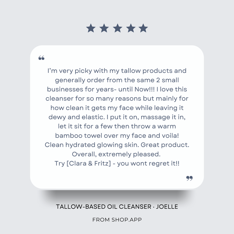 Clara & Fritz Tallow Shop Tallow-Based Oil Cleanser Facial Cleansers White Smoke Lightly Scented 4 oz,Unscented 4 oz,Unscented 2 oz,Lightly Scented 2 oz