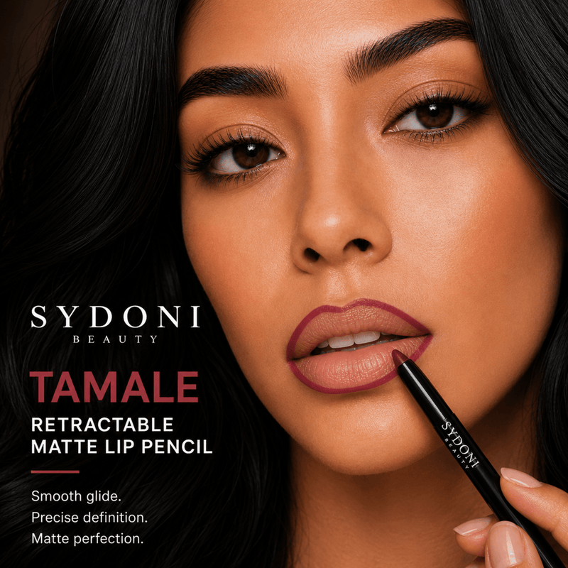 Sydoni Skincare and Beauty SYDONI RETRACTABLE MATTE LIP PENCIL with SHEA BUTTER 9 Rich, Smudge‑Resistant Shades Lip Liner Black Tamale-Deep red with warm undertone