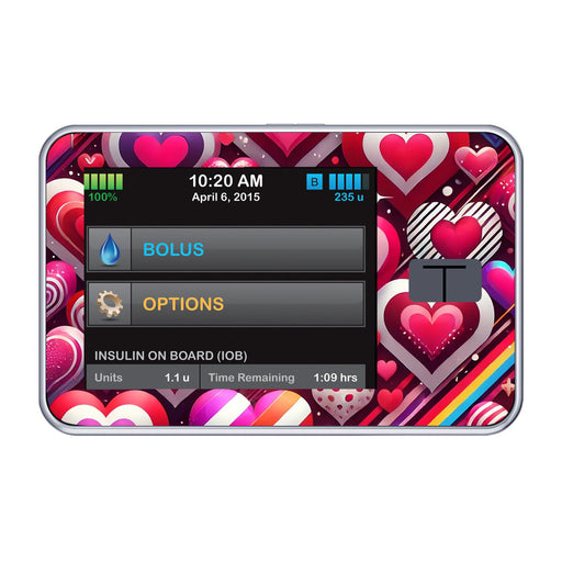 Peelz Sparkly Hearts Sticker for Tandem t:slim Peelz/Stickers Black