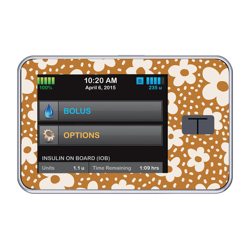 Peelz Caramel Daisies Tandem t:slim X2 - Pump Peelz Peelz/Stickers Black