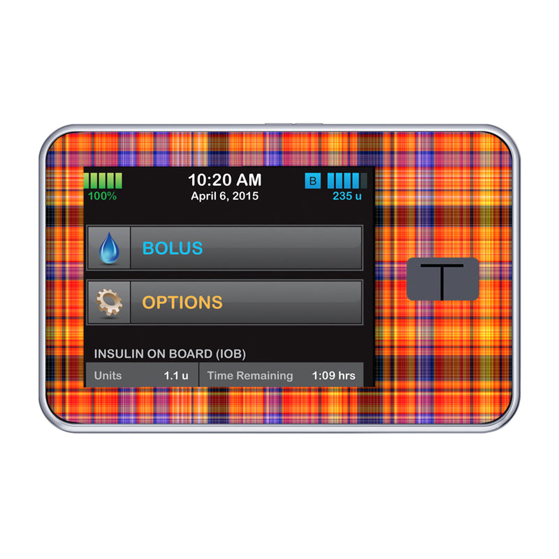Peelz Pumpkin Plaid Tandem t:slim X2 - Pump Peelz Peelz/Stickers Black