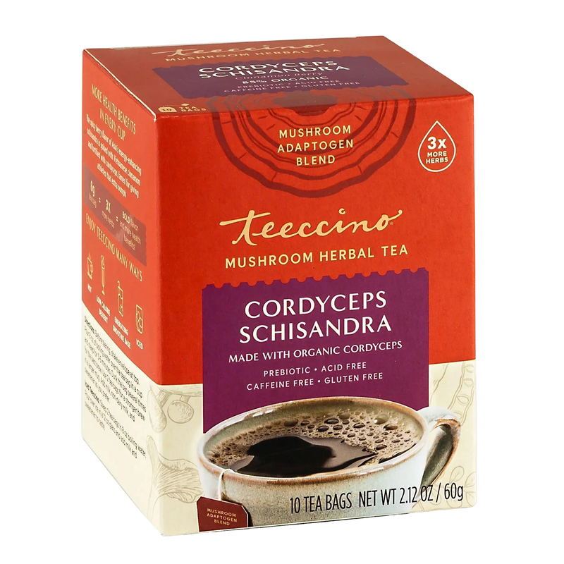 Teeccino Cordyceps Schisandra Cinnamon Berry Mushroom Herbal Tea Herbal Tea Firebrick 25 tea bags