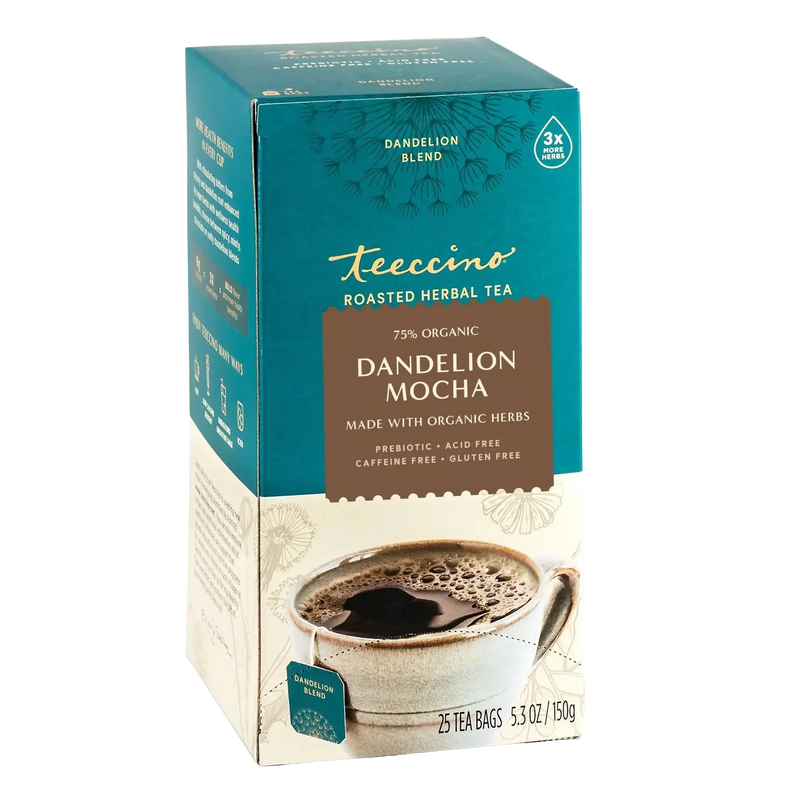 Teeccino Dandelion Mocha Roasted Herbal Tea Herbal Tea Dark Cyan 25 tea bags