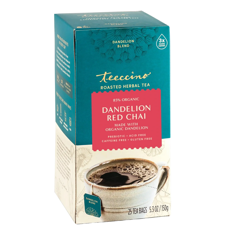 Teeccino Dandelion Red Chai Roasted Herbal Tea Herbal Tea Dark Cyan 25 tea bags