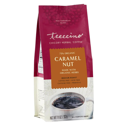 Teeccino Caramel Nut Chicory Herbal Coffee Herbal Coffee White Smoke 11 ounce ground