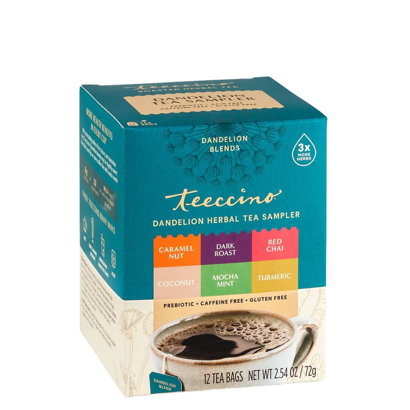 Teeccino Dandelion Herbal Tea Sampler Box Samplers Dark Cyan Sampler Box