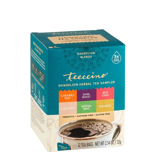 Teeccino Dandelion Herbal Tea Sampler Box Samplers Dark Cyan Sampler Box