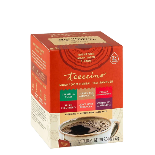 Teeccino Mushroom Adaptogen Herbal Tea Sampler Box Samplers Firebrick Sampler Box