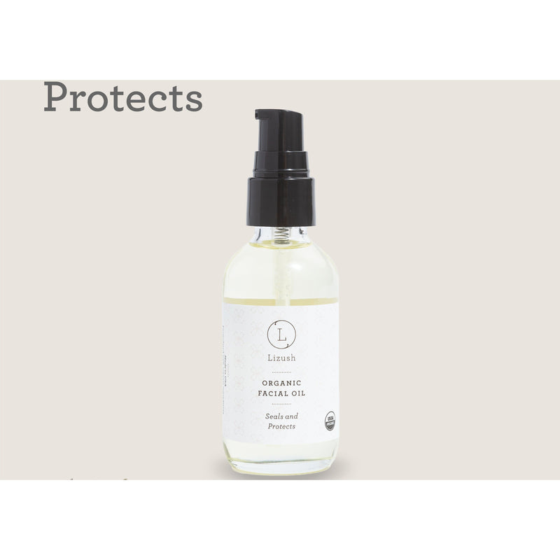 Lizush ORGANIC FACIAL OIL Seals and Protects Antique White