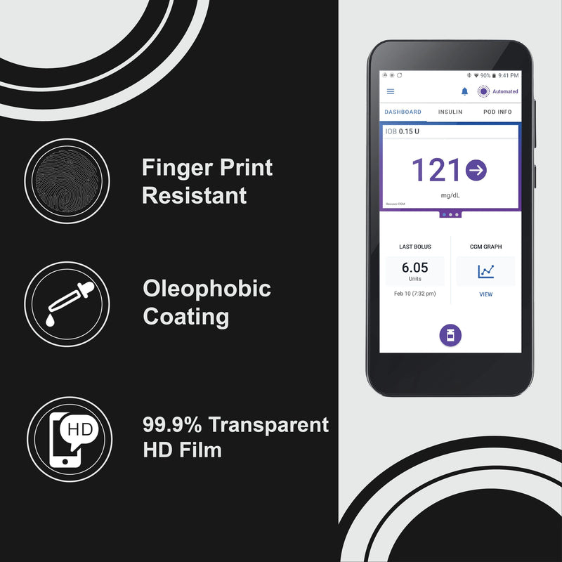 Peelz Tempered Glass Screen Protector for Omnipod® 5 Controller – Pump Peelz Peelz/Stickers Black