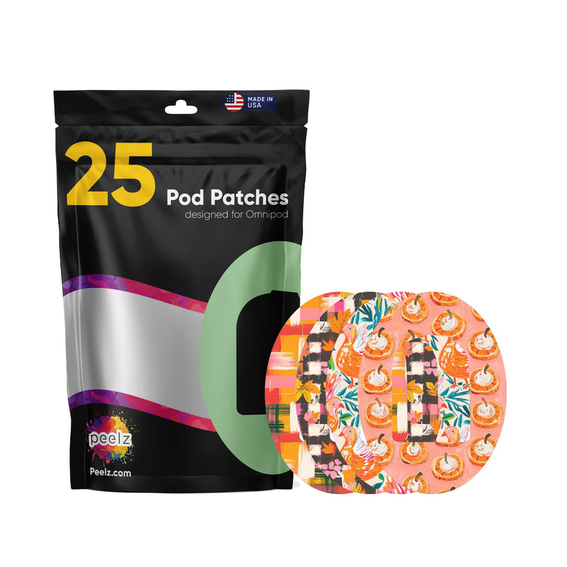 Peelz Thankful Variety Pod Patch Tape - Pump Peelz Patch Medical Tape White Smoke 12-Pack (Set of 12 Patches),4-Pack (Set of 4 Patches)