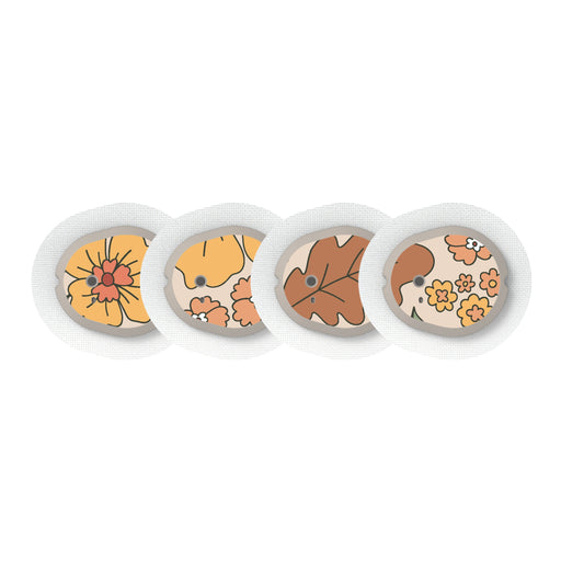 Peelz Thanksgiving Floral Designed for the DEXCOM G7 and Stelo Transmitter Peelz/Stickers White Smoke 4-pack (Set of 4 Stickers)