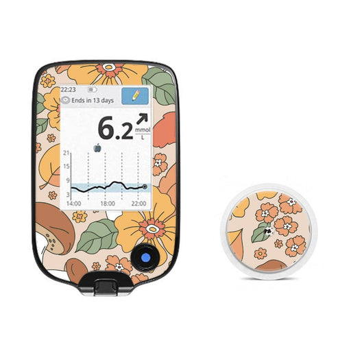 Peelz Thanksgiving Floral Freestyle Libre 2 Peelz/Stickers White Smoke Receiver + Sensor