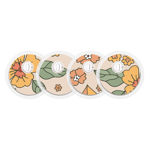 Peelz Thanksgiving Floral for the FreeStyle Libre 3 Plus & Lingo  Sensor Peelz/Stickers White Smoke 4-pack (Set of 4 Stickers)
